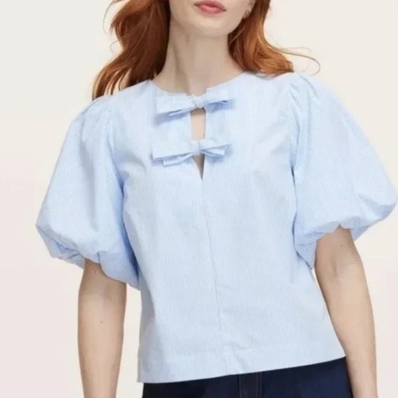 Kate Spade X Target Tops - Kate Spade X Target Blue/ White Striped Croquette Puff Sleeve Blouse Large